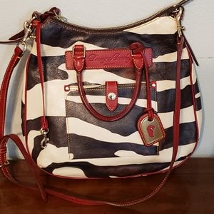 Dooney and Bourke distressed leather zebra hobo